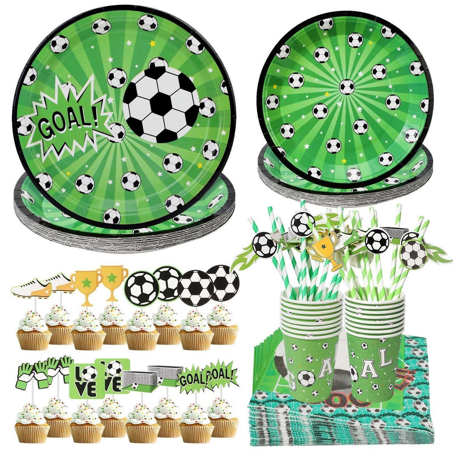 LuxusKollektion Dekofigur Fußball Partygeschirr Set 124 Teile für 16 Gäste (1 St)