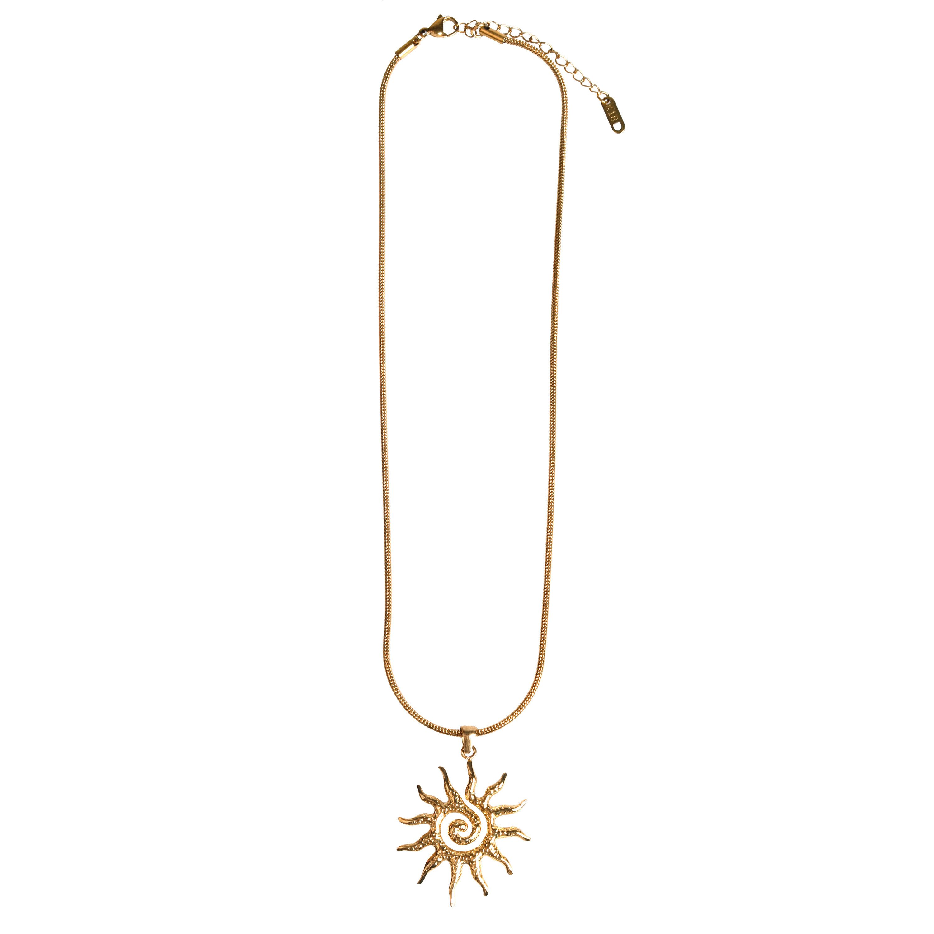 Capelli New York Schmuckset Halskette mit Sonnenanhänger – Edelstahl, 18K vergoldet