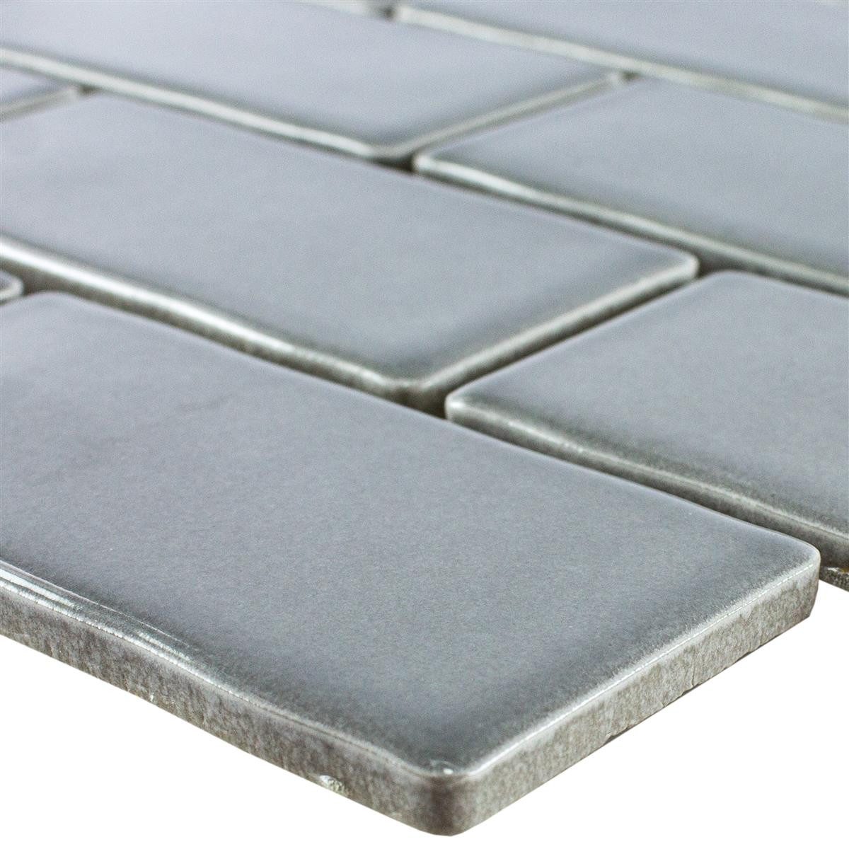 Mosafil Mosaikfliesen Keramik Mosaik Fliesen Florenz Handgemacht, Keramik 30.900x26.500, grau, 100% Handgeschnitten - Verlegefertig auf ein Netz geklebt -