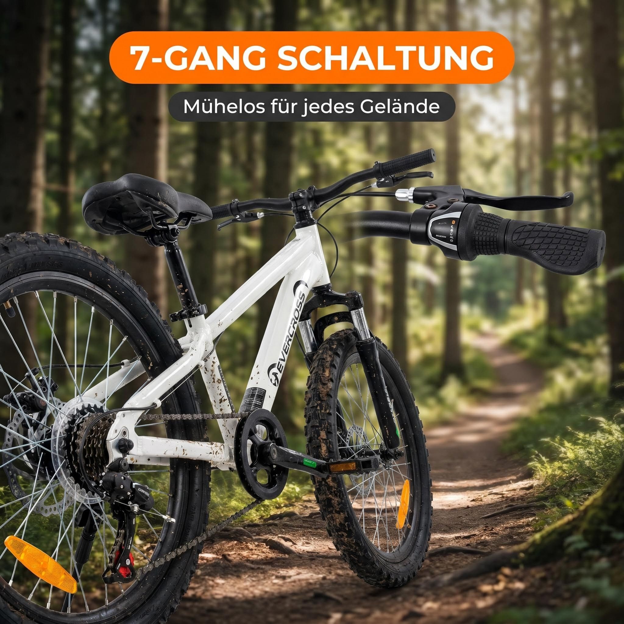 EVERCROSS TECH Kinderfahrrad EM5 20 Zoll MTB Kid, Shimano 7 Gang,Aluminiumrahmen, 7 Gang – Bild 4 von 5