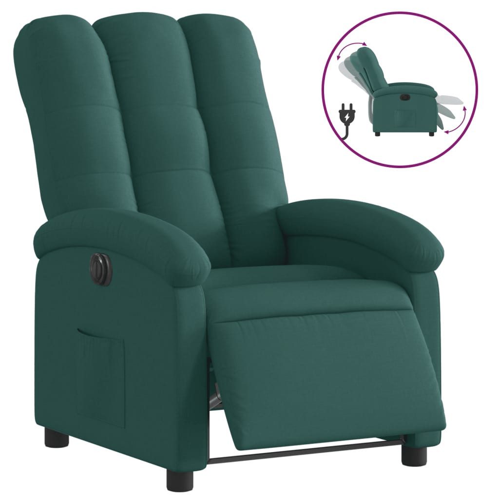 vidaXL Sessel Relaxsessel Elektrisch Dunkelgrün Stoff günstig online kaufen