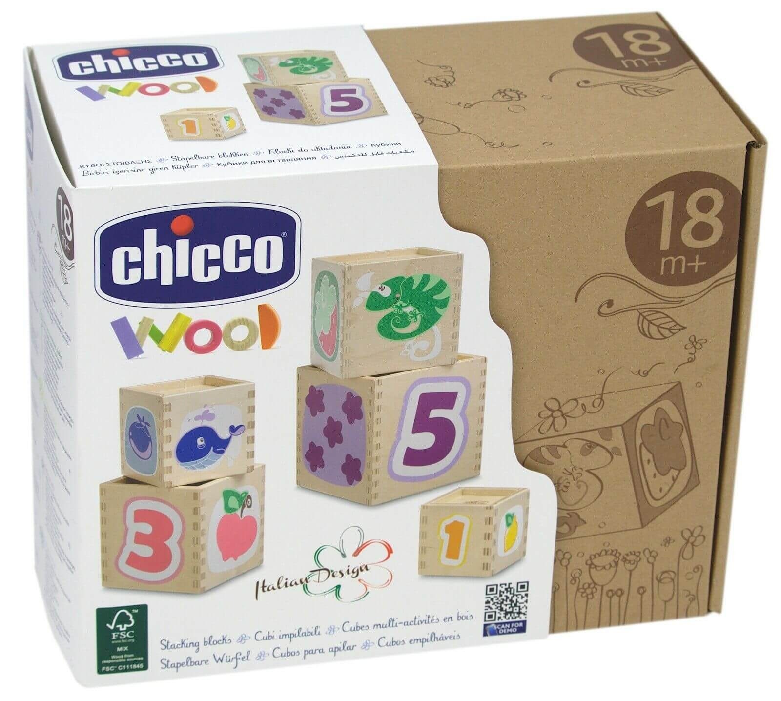 Chicco Lernspielzeug stapelbare Baby Stapelwürfel Würfel Holz Stapelspi Stapelturm chicco