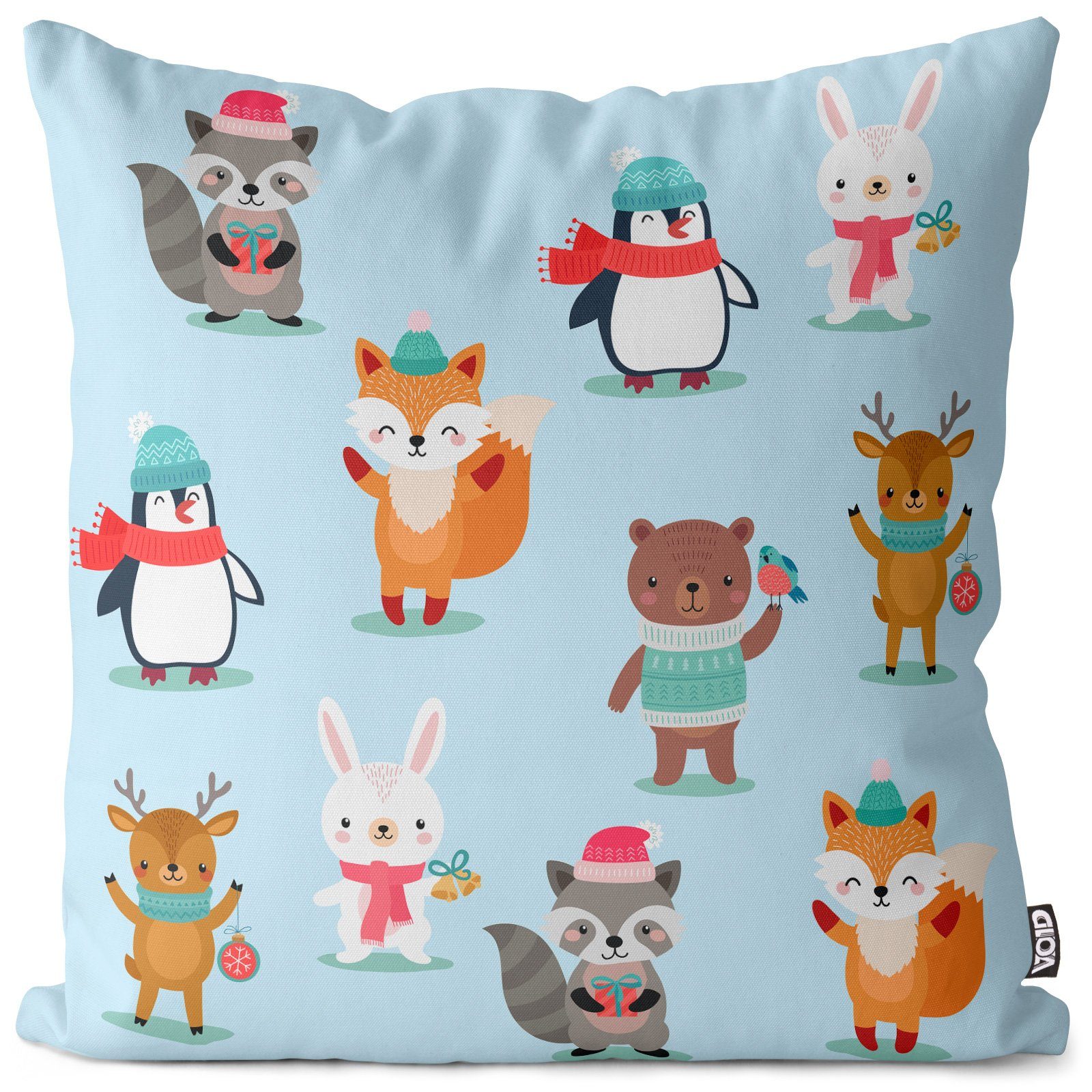 Kissenbezug, Kissenbezug VOID (1 Winter Tier Deko Winter Kinder Weihnachten Weihnachten Sofa-Kissen Tierkinder Kinderzimmer Stück), Tiere