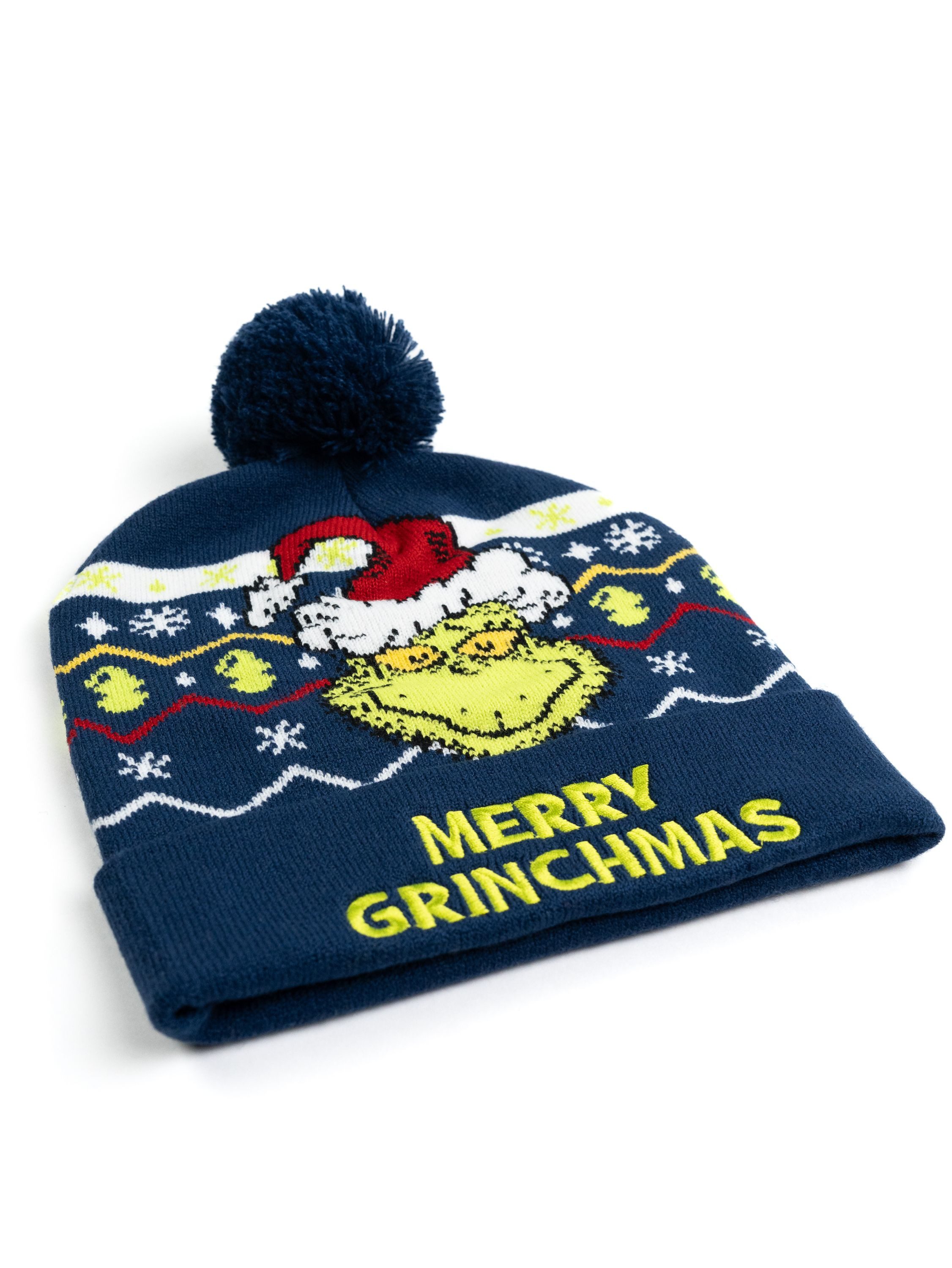 United Labels® Strickmütze The Grinch Strickmütze Wintermütze mit Bommel Mütze