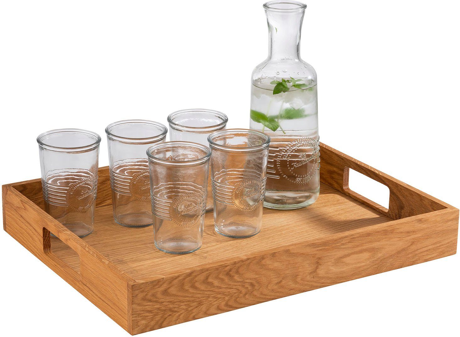 APS Tablett, Eichenholz, (1-tlg), mit Griffmulden