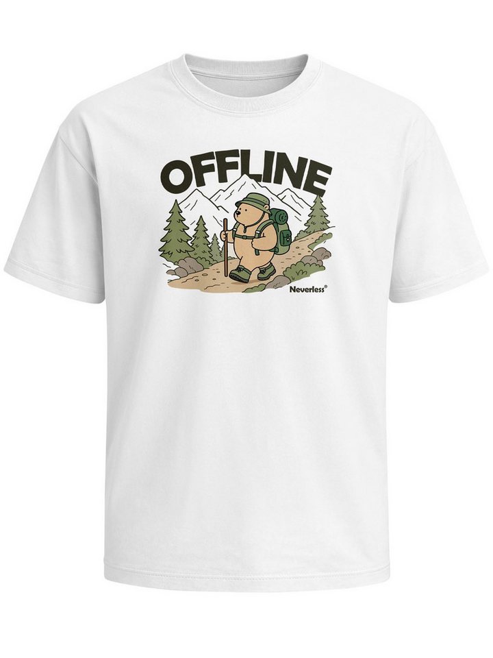 Neverless Oversize-Shirt Herren T-Shirt - Berge Design - Wanderbär - Relaxed Fit Printshirt mit Print
