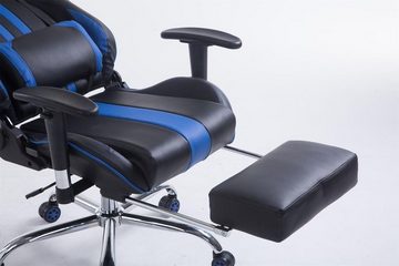 TPFLiving Gaming-Stuhl Limitless-2 mit bequemer Rückenlehne - höhenverstellbar - 360° drehbar (Schreibtischstuhl, Drehstuhl, Gamingstuhl, Racingstuhl, Chefsessel), Gestell: Metall chrom - Sitzfläche: Kunstleder schwarz/blau