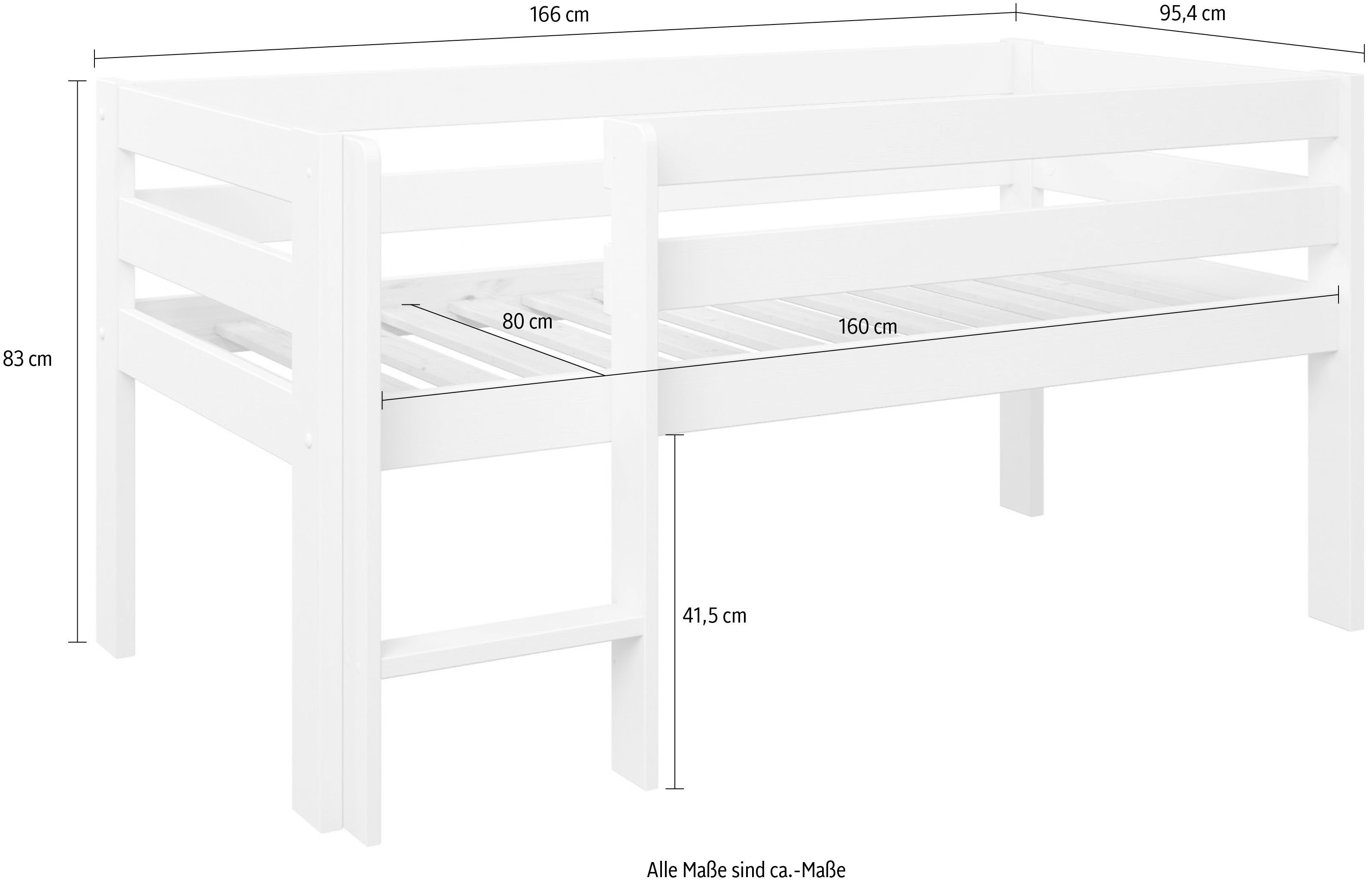 Lüttenhütt children's bed "Tide", mid-sleeper, certified solid wood, made of solid pine, FSC® certified