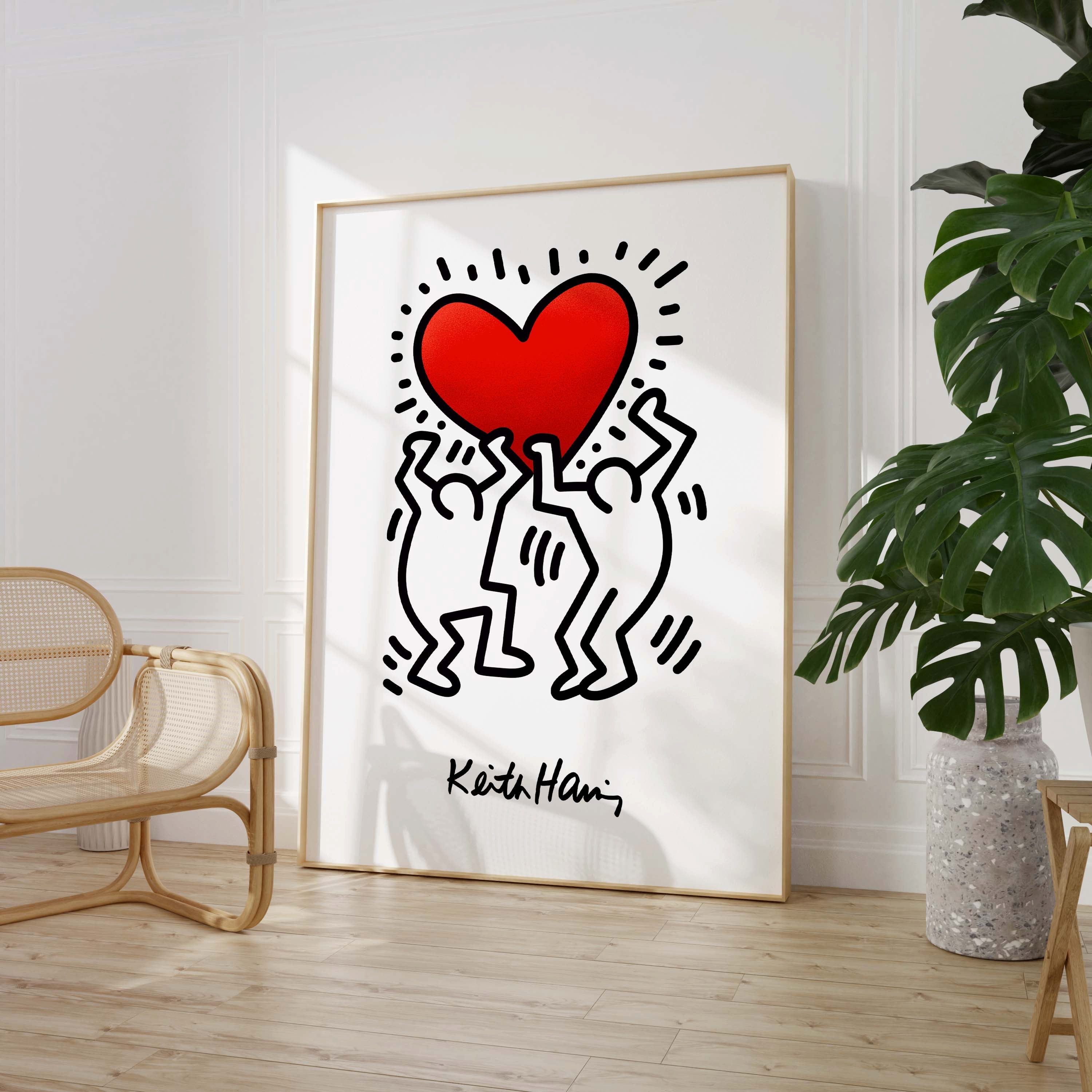 JUSTGOODMOOD Poster Dancing Figures Keith Haring Style Herz Design Minimal Line Art Modern, (1 St)