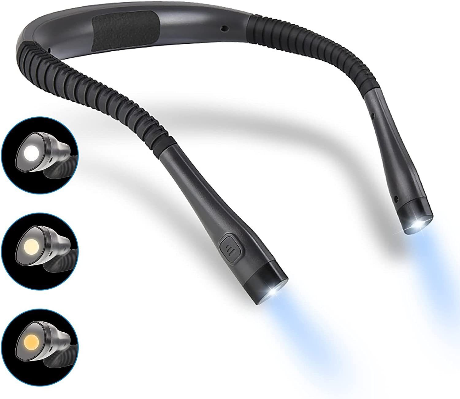 Bedee LED Leselampe Nähen LED Hals integriert, Stricken Buch, Leselampe Buchlampe Lesen Campen Warmweiß, Halslampe Nachtlicht, Buchlampe LED Reparieren für fest Flexible Wiederaufladbar, 3 Leselampe Farben, Häkeln