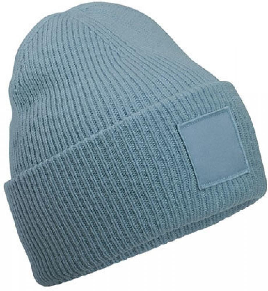 Bommelmütze Deep Cuffed Tonal Patch Beanie doppellagiger Strick
