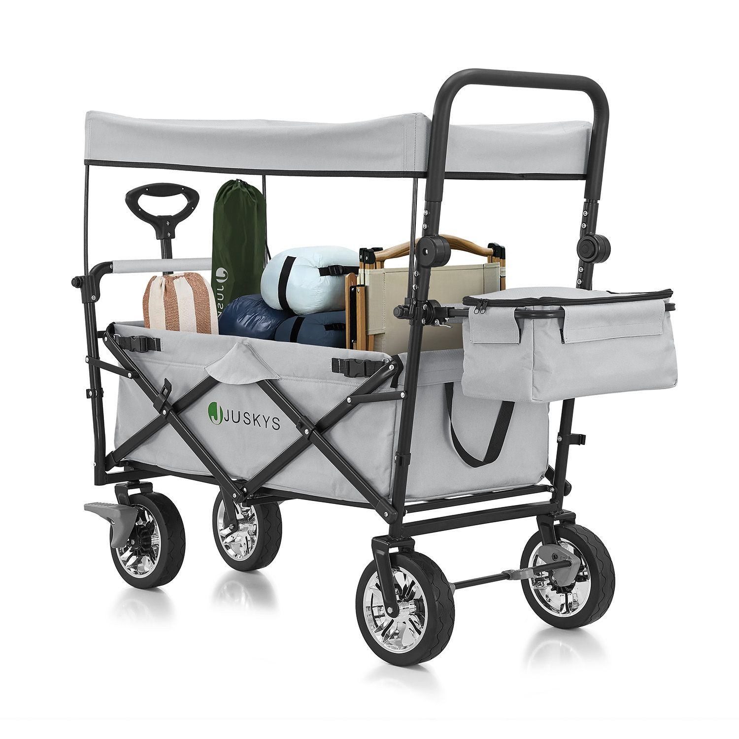 Juskys Bollerwagen, bis 120 kg belastbar, mit Dach & Tasche