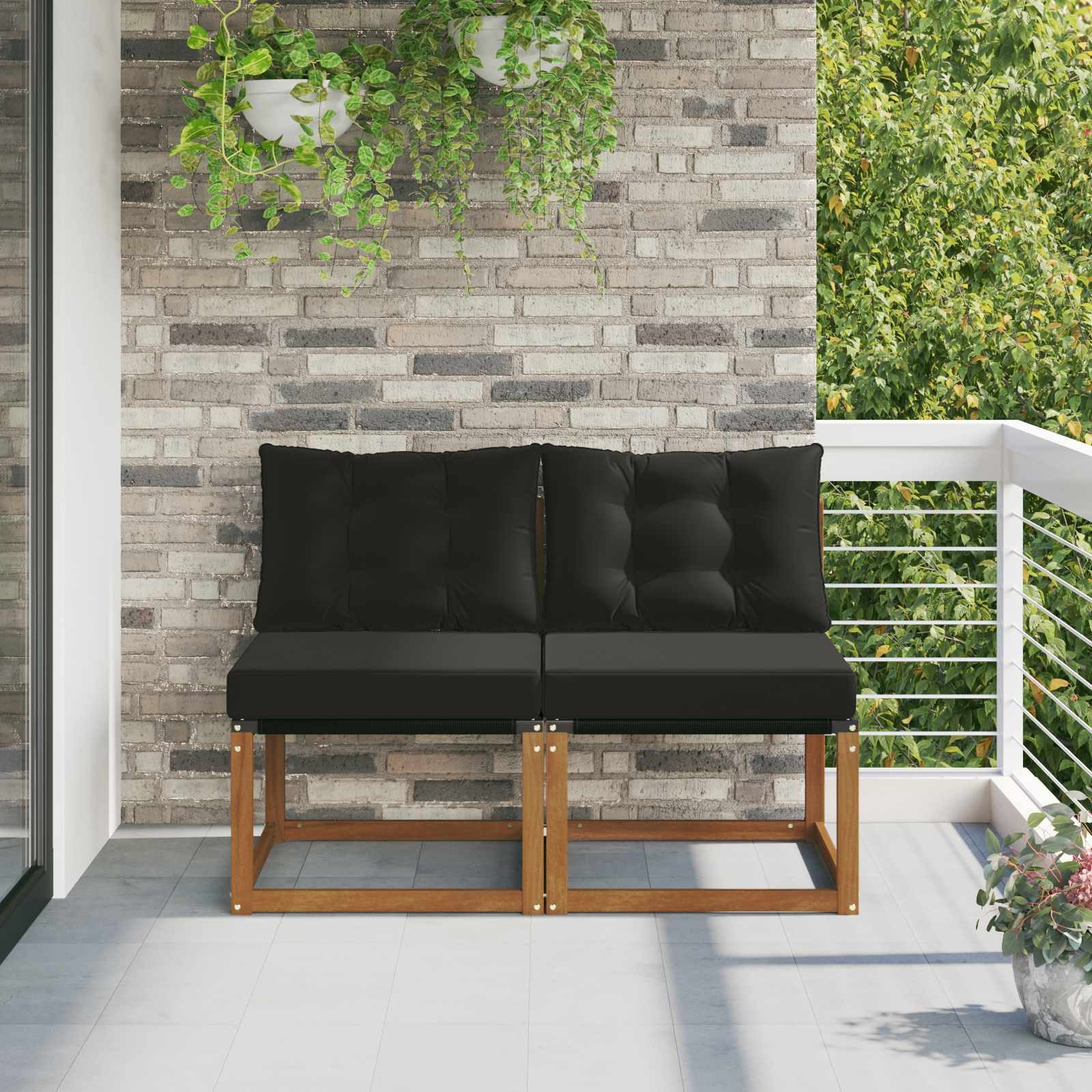 vidaXL Sofaelement 2 stk. Outdoor Mittelsofa Massivholz und Textilene Stoff (2 St)