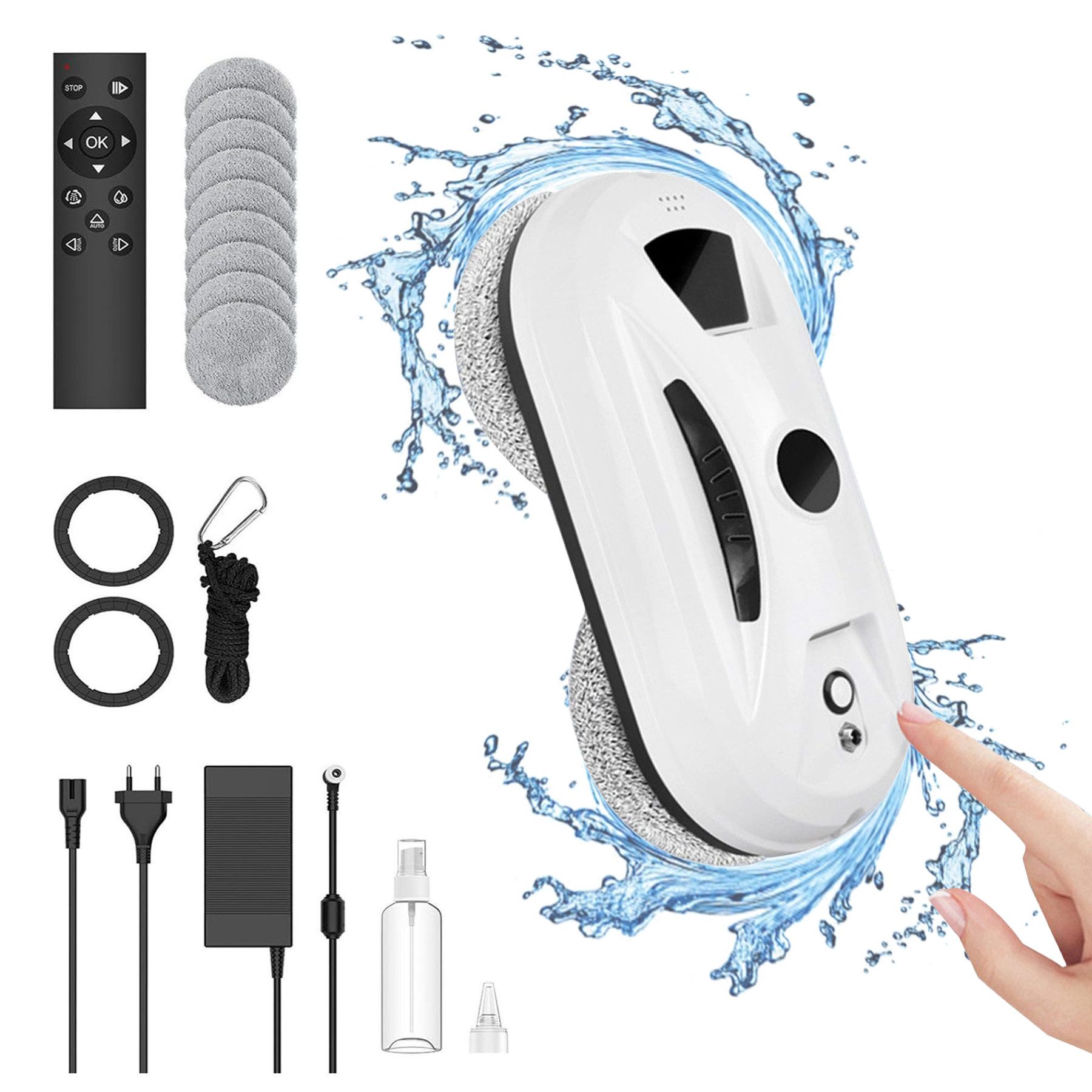 Senmudi Fensterputzroboter Fensterputzroboter,5000PA Elektrischer Fensterputzer mit Fernbedienung, Intelligentes Kantenerkennungssystem,Für Innen& Außenfenster