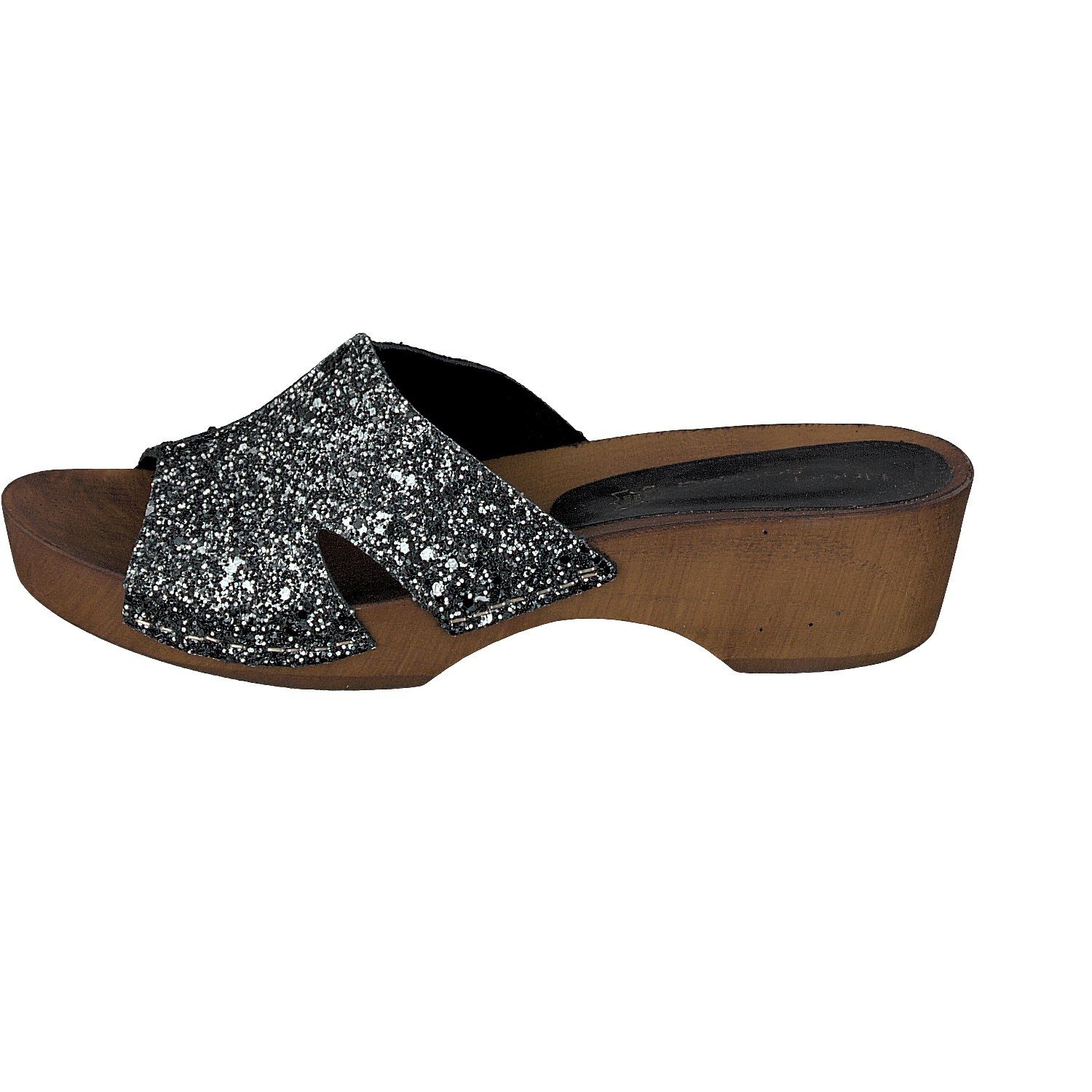Linea Scarpa Linea Scarpa Panaji Holzclogs Pantoletten echtes Leder Damen schwarz Schlappen
