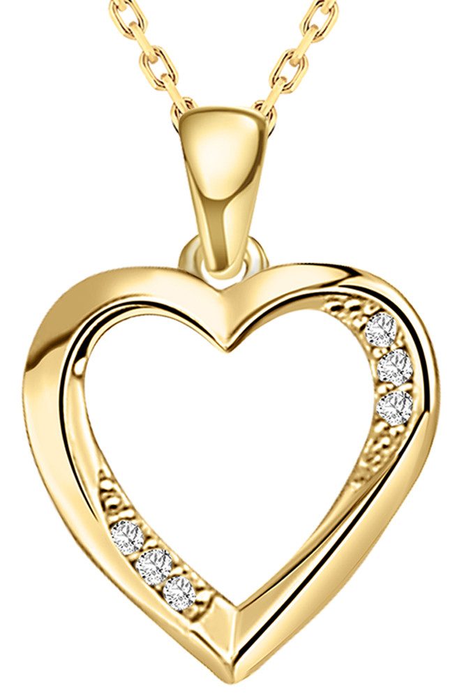 Limana Herzkette 925 Silber gold Kette mit Herz Anhänger Damen Frauen Halsk günstig online kaufen