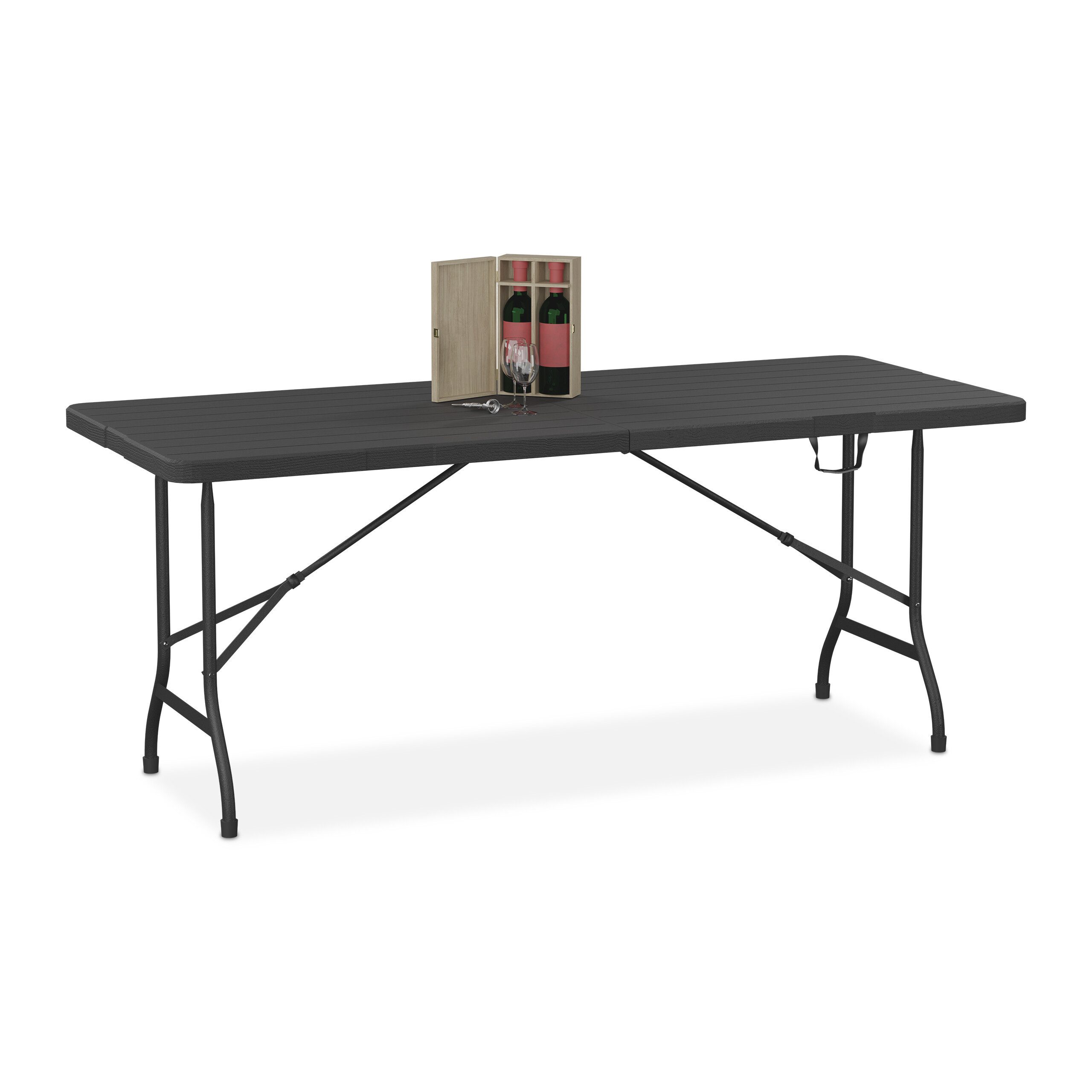 relaxdays Gartentisch klappbar, schwarz