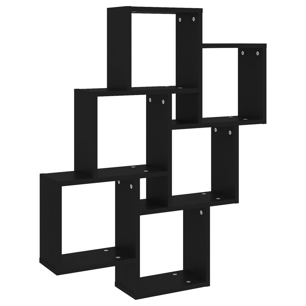 furnicato Wandregal 78 x 15 x 93 cm Schwarz aus Holzwerkstoff, 1-tlg.