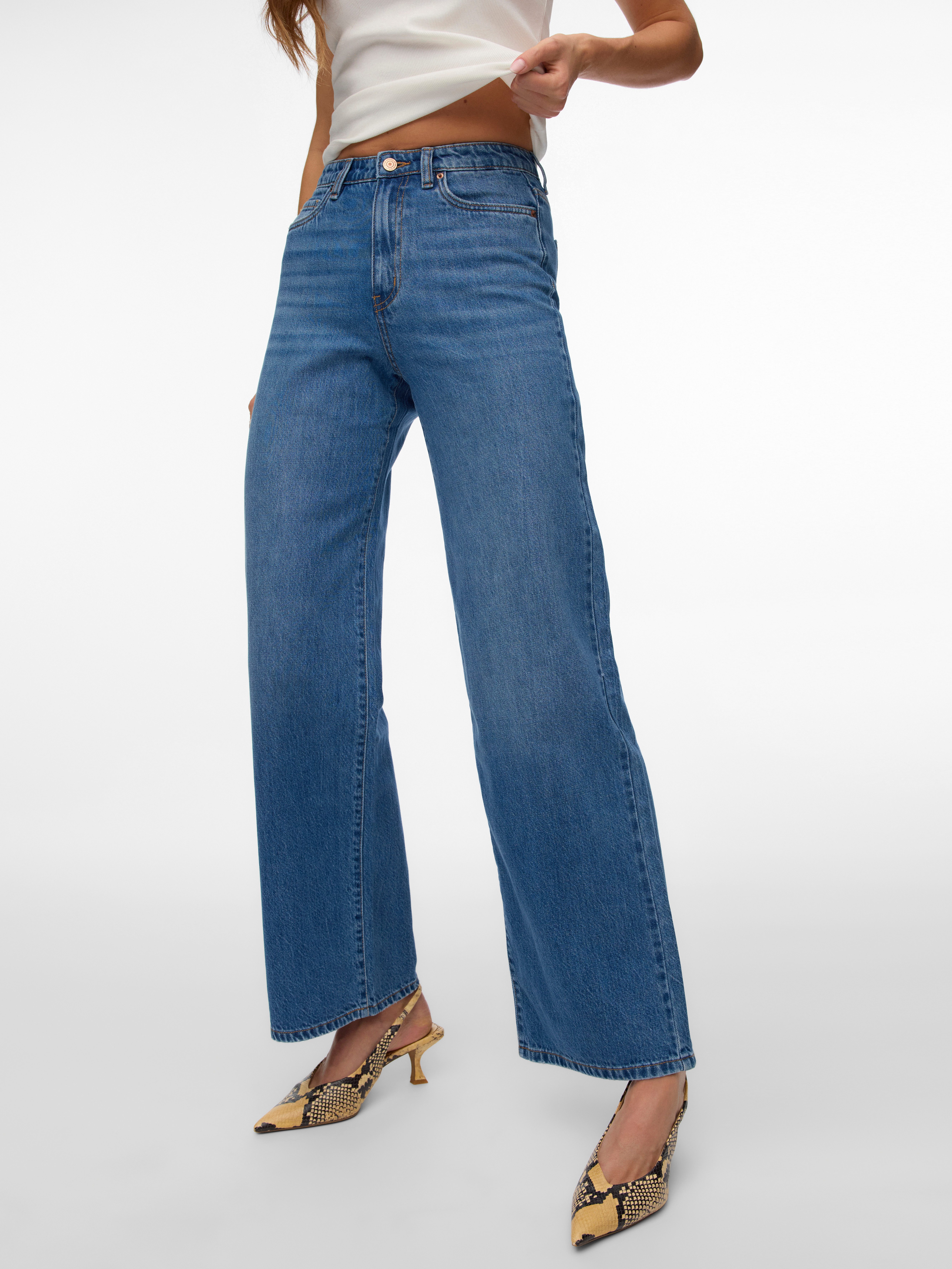 Vero Moda High-waist-Jeans VMVEGA HR WIDE DENIM JEANS SI392 NOOS Baumwolle, wide fit, high waist
