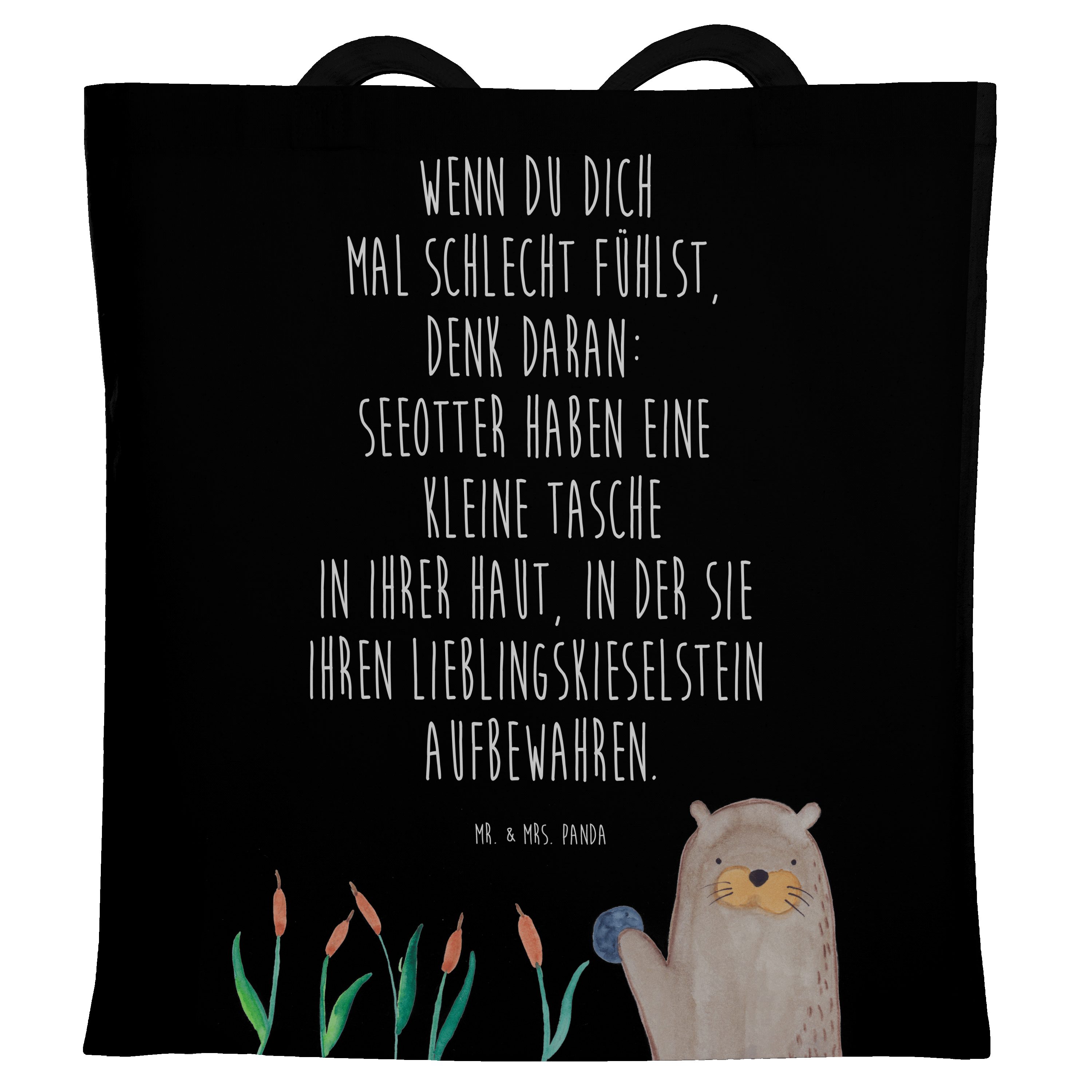 - Mrs. & Einkaufstasche, Stein Otter mit Tragetasche Panda Pflanzen, - Seeot Schwarz Mr. (1-tlg) Geschenk,