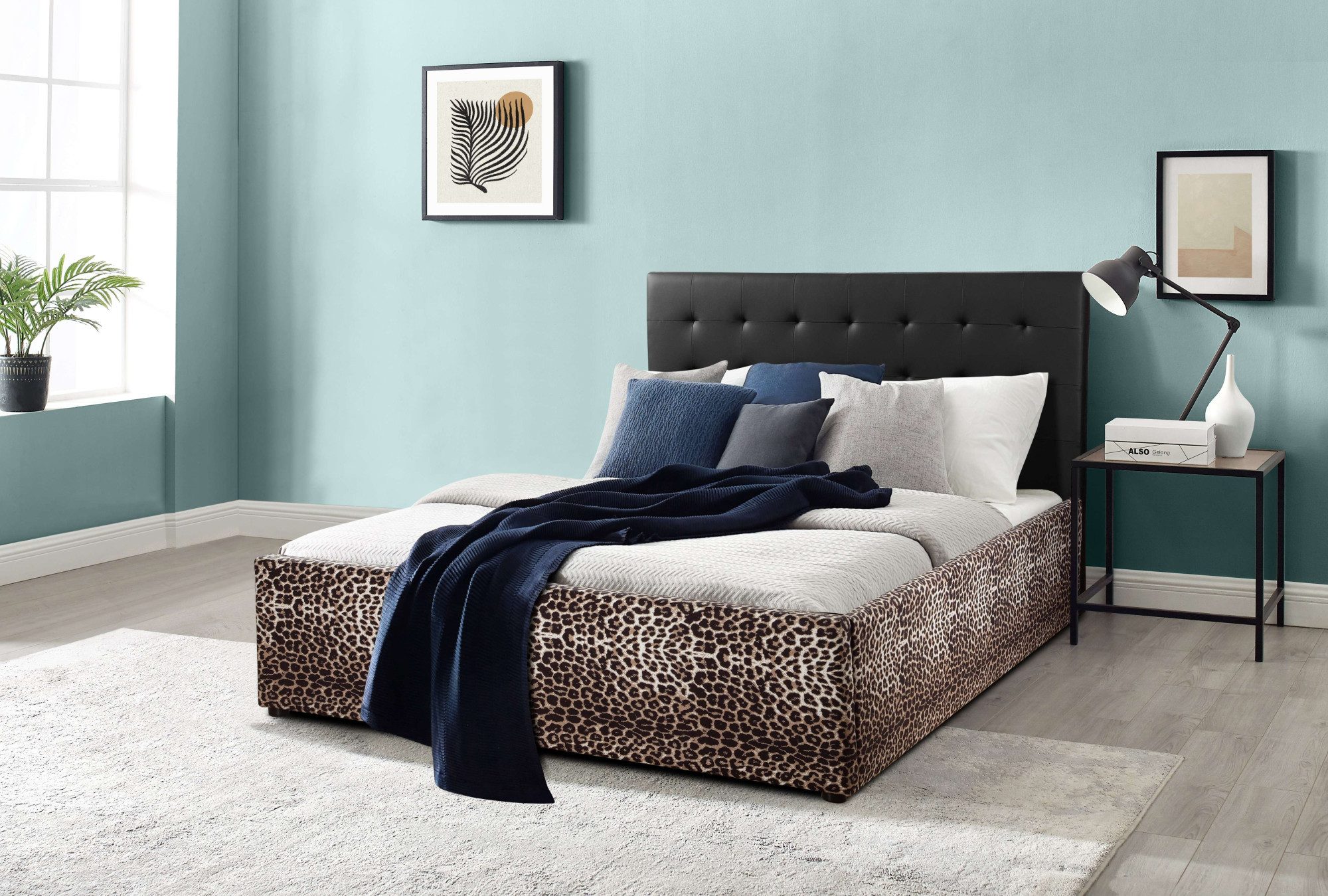 OTTO home Polsterbett Hamar-Leo, Leopardenbett, Kunstleder mit Veloursstoff günstig online kaufen