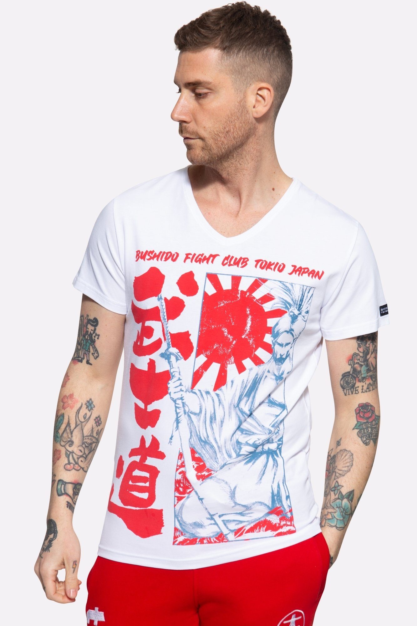 Akito Tanaka T-Shirt Fight Club mit japanischem Print weiß