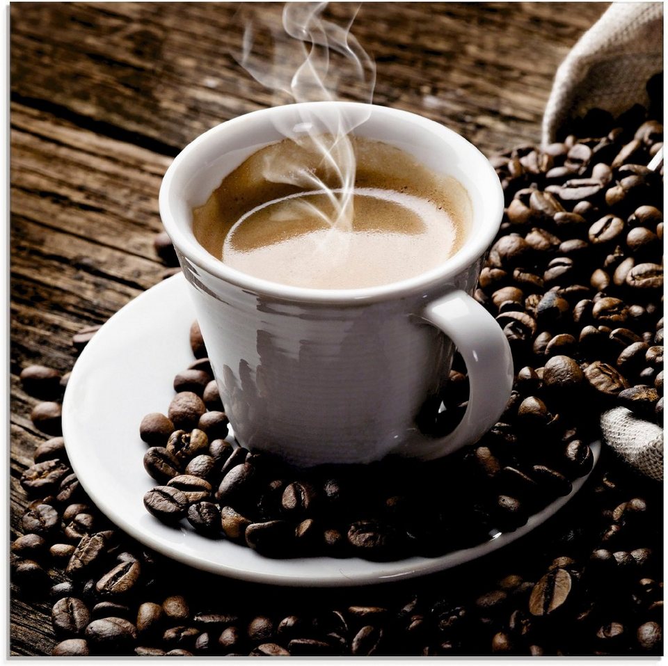 Artland Glasbild Heißer Kaffee - dampfender Kaffee, Getränke (1 St)