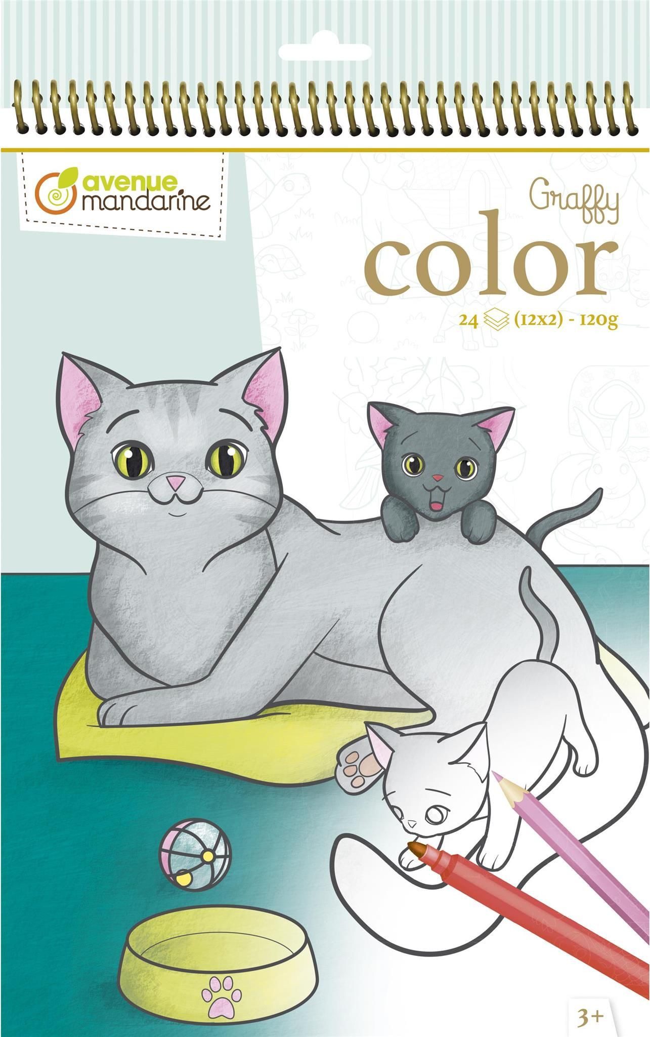 CLAIREFONTAINE Malvorlage Clairefontaine Graffy Color, Haustiere Mutter-Kind