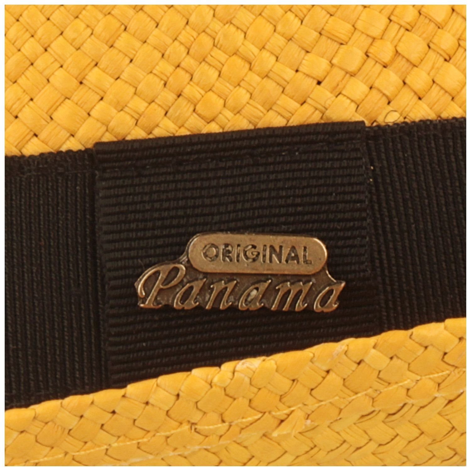Breiter Strohhut original Panama Hut mit 50+ gelb Trilby UV-Schutz