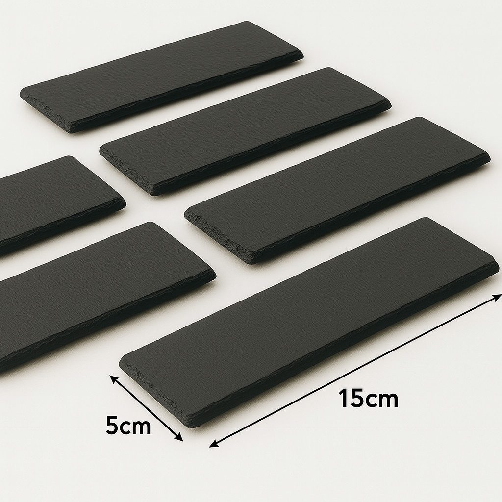 hausleben Servierplatte Schieferplatten 15x5 cm, (Set, 8-tlg., 8 rechteckige Schieferplatten 15x5cm), aus echtem Schiefer – Elegantes Design für Gastronomie & Zuhause