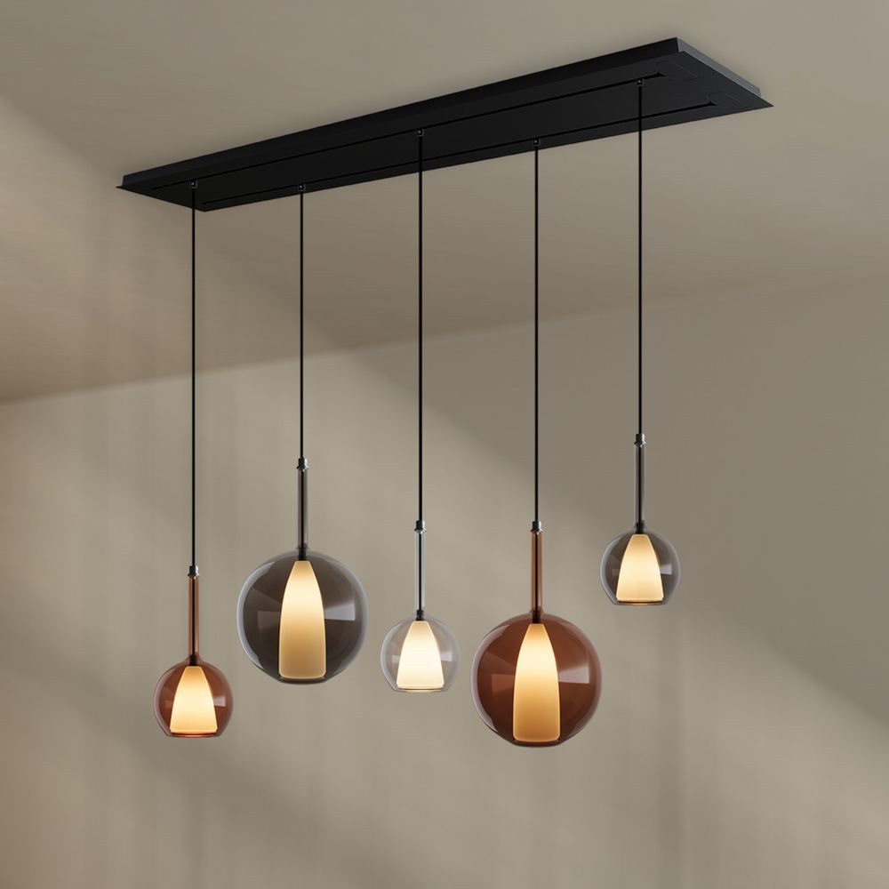 s.luce Pendelleuchte Belluna Esstischleuchte 5-flammig 160cm 2-reihig Mehrfarbig