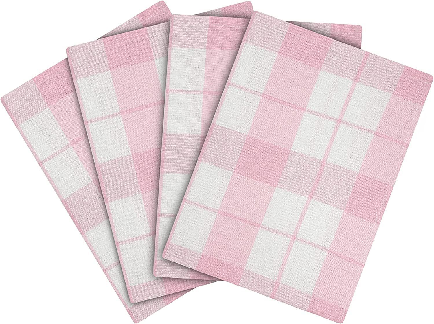 Zestri Geschirrtuch Geschirrhandtücher 4er Set kariert 50x70 saugstarkes Küchenhandtuch, (4 Stück), 100% Baumwolle Geschirrtücher - modernes Design - saugstark Rose