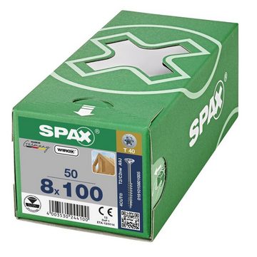 SPAX Spanplattenschraube Holzbauschraube, (Stahl weiß verzinkt, 50 St), 8x100 mm
