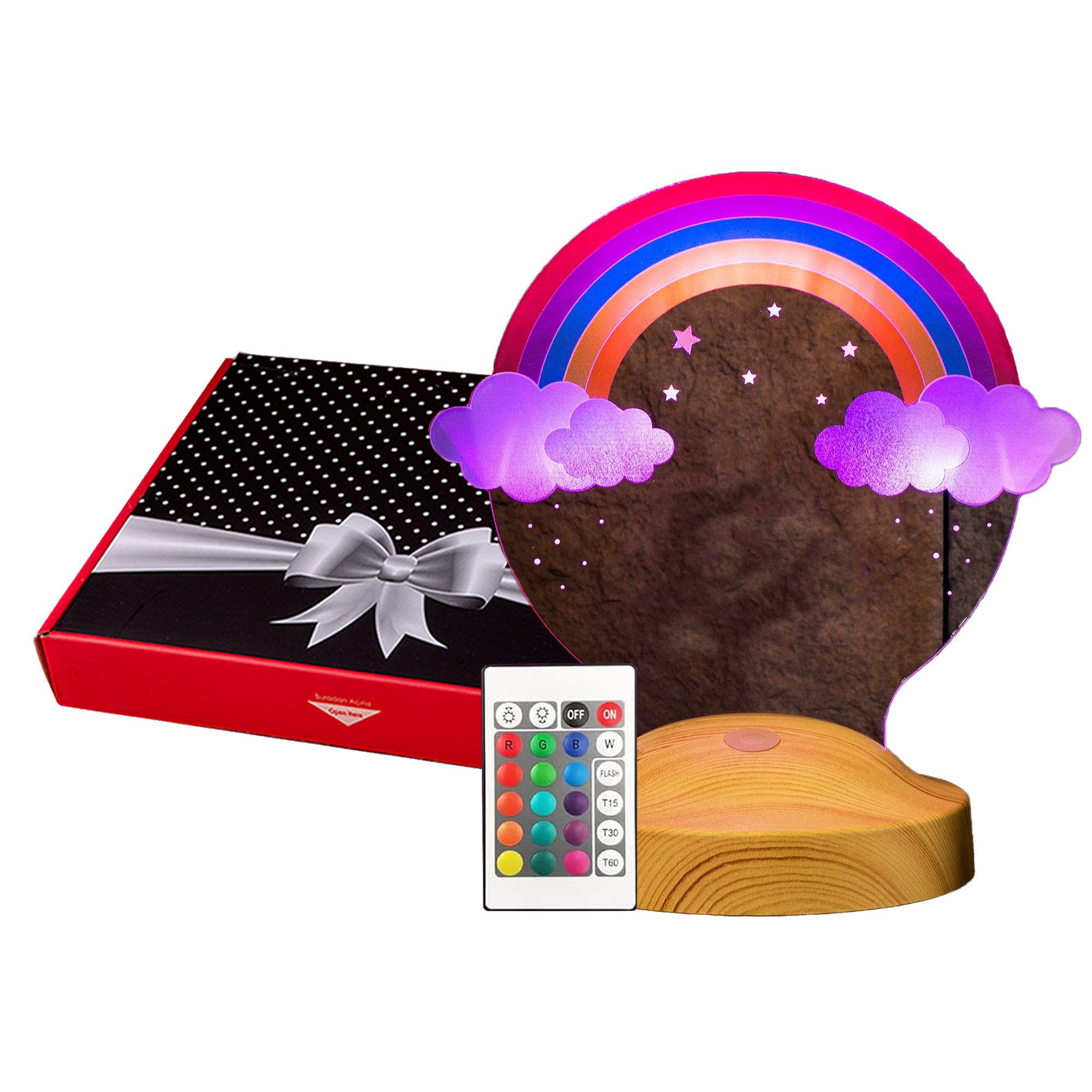 Geschenkelampe LED Nachttischlampe Regenbogen UV Druck günstig online kaufen