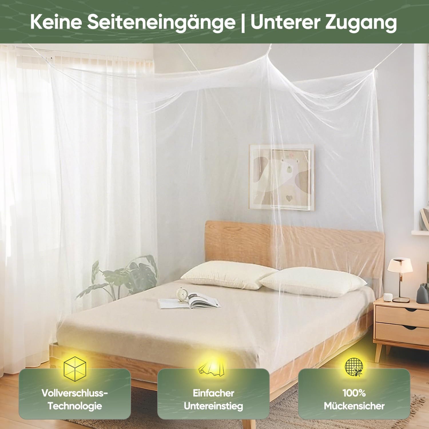 Sekey Moskitonetz Moskitonetz Bett Betthimmel Baby Baldachin Mückennetz Weiß, Insektenschutz Fliegengitter Fliegennetz Kinder für Bett und Reise