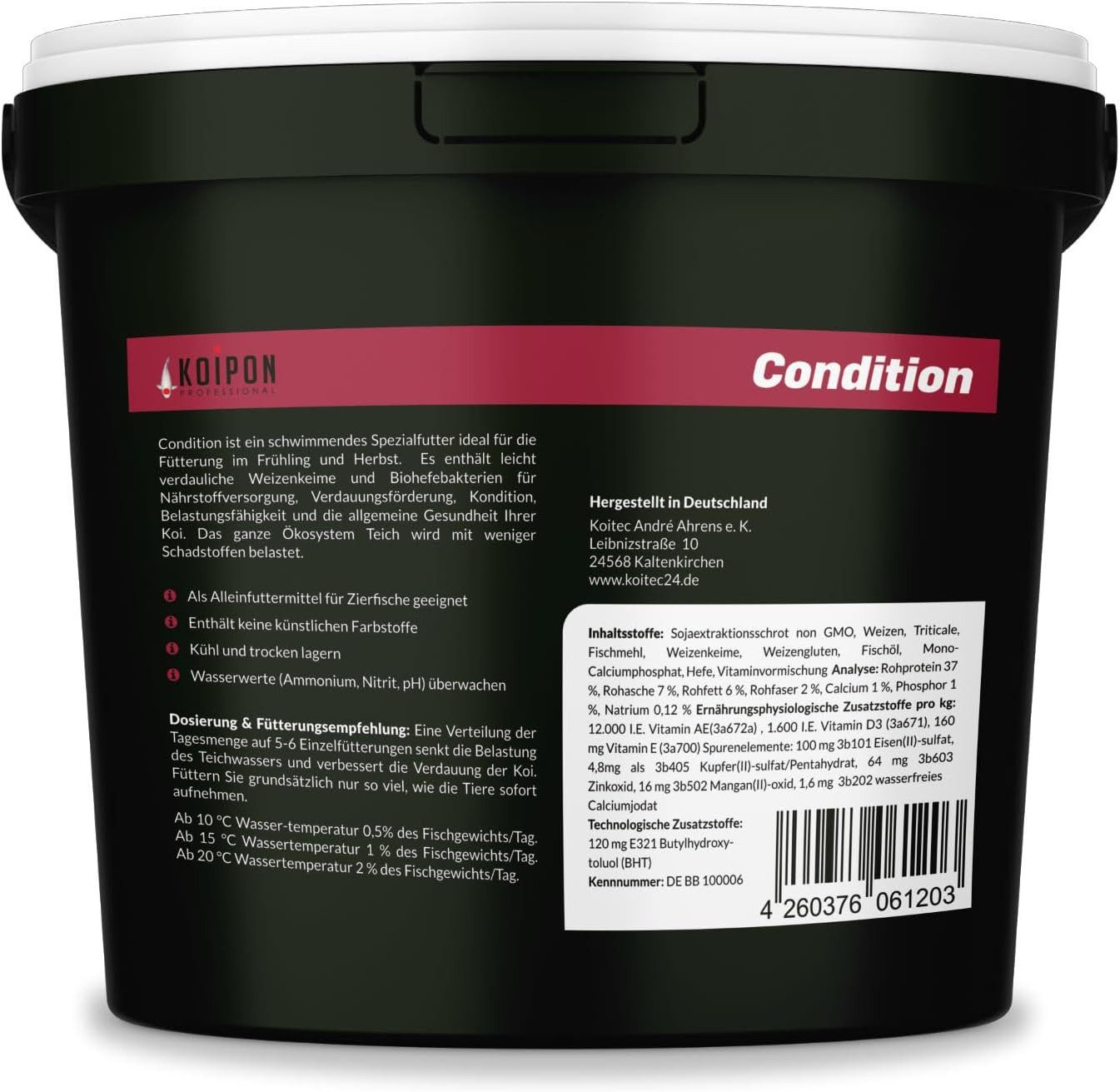 KOIPON KOIPON Condition 3mm Herbst und Frühjahrsfutter für Koi, Trockenfutter für: Koi, Goldfische, Teichfische, Zierfische, Herbst und Frühjahrsfutter, Weizenkeime, Biohefe, Made in Germany