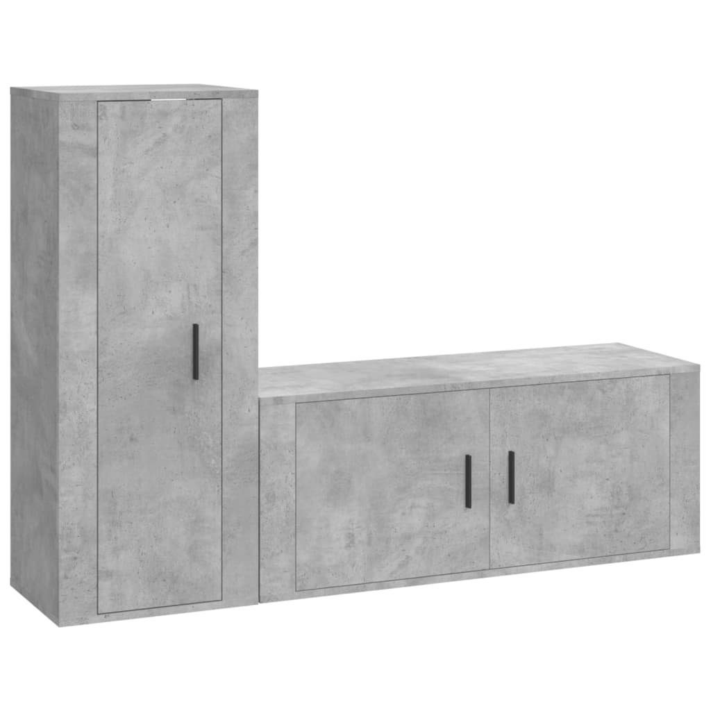 Holzwerkstoff furnicato 2-tlg. TV-Schrank-Set TV-Schrank Betongrau