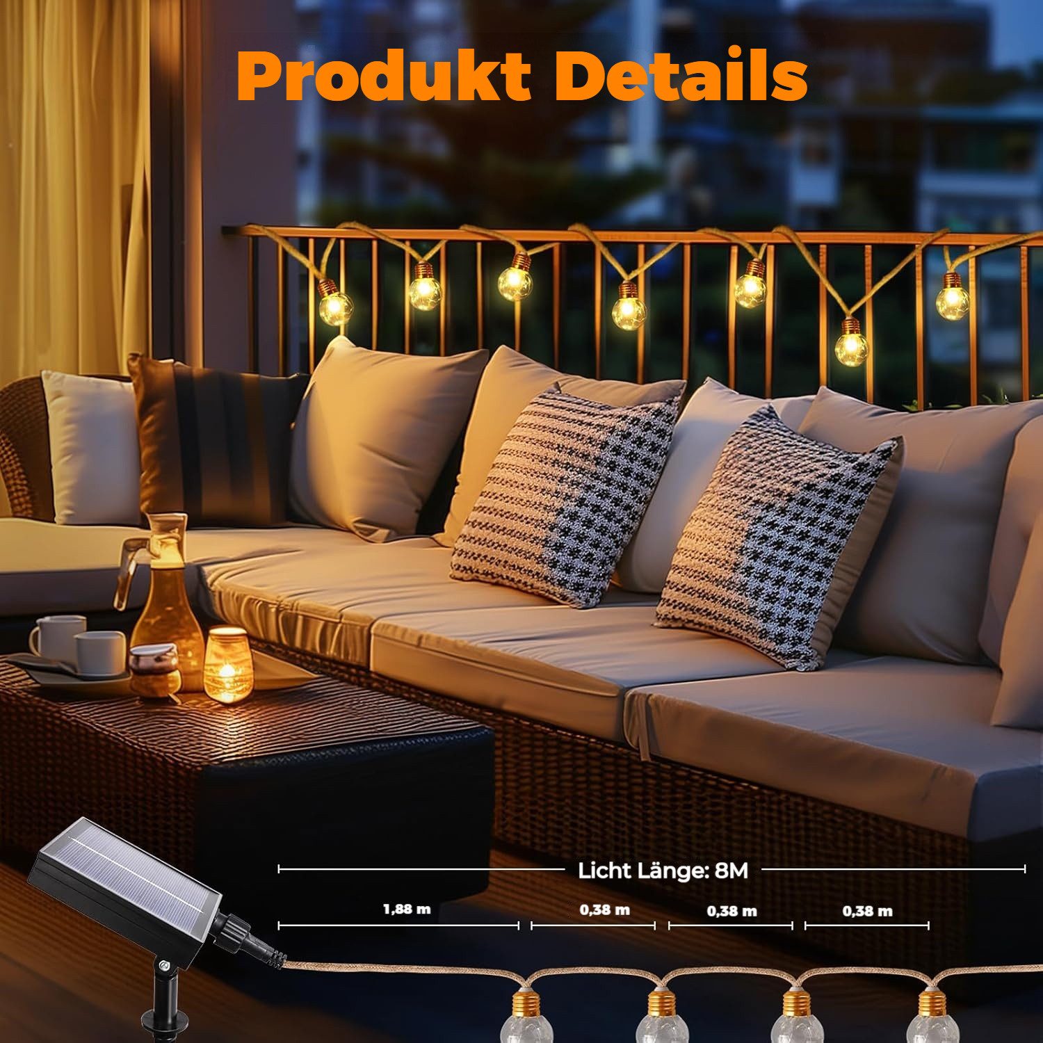 BlingBin LED-Lichterkette 8M Solar Lichterkette Aussen günstig online kaufen