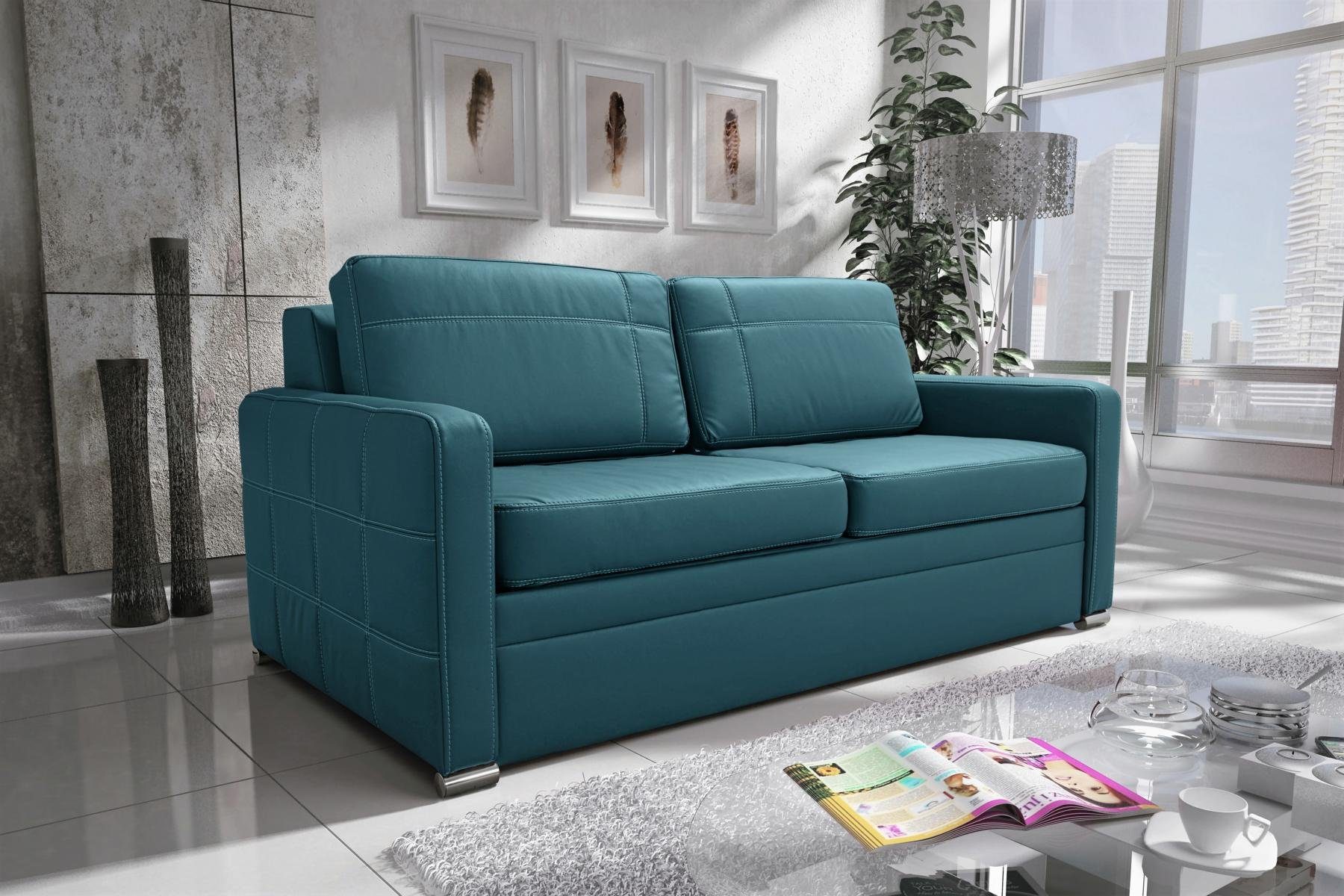 JVmoebel Sofa Designer 2-Sitzer Sofa Luxus Couch Polster Zweisitzer Couchen, Made in Europe Blau | Blau | Blau