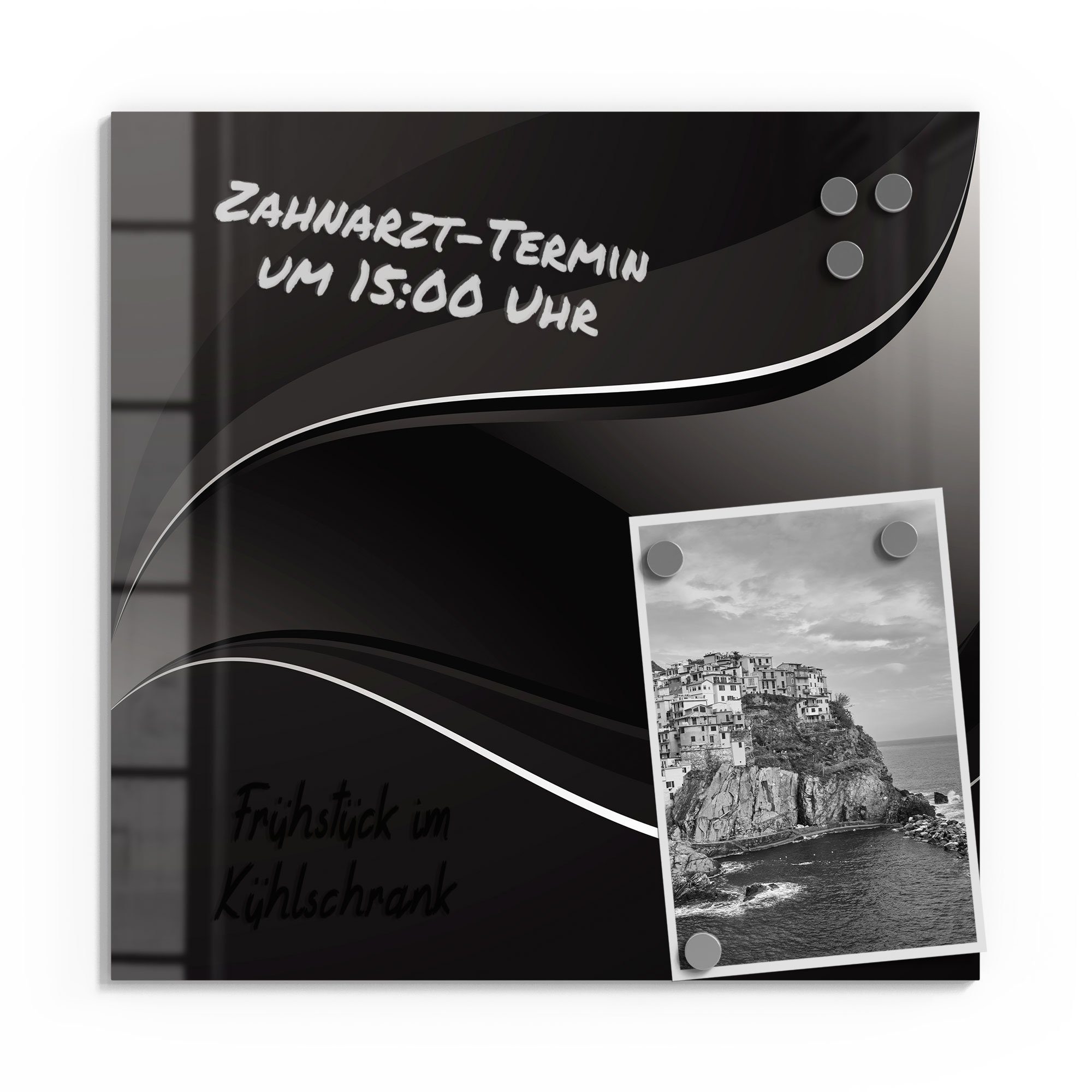 DEQORI Magnettafel 'Dunkle Wellengrafik', Whiteboard Pinnwand beschreibbar günstig online kaufen