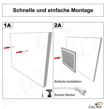 Yu Yang LED-Lichtspiegel Baldur S3, LED Spiegel, Badspiegel mit Beleuchtung,Touch Funktion, IP44, Kaltweiß