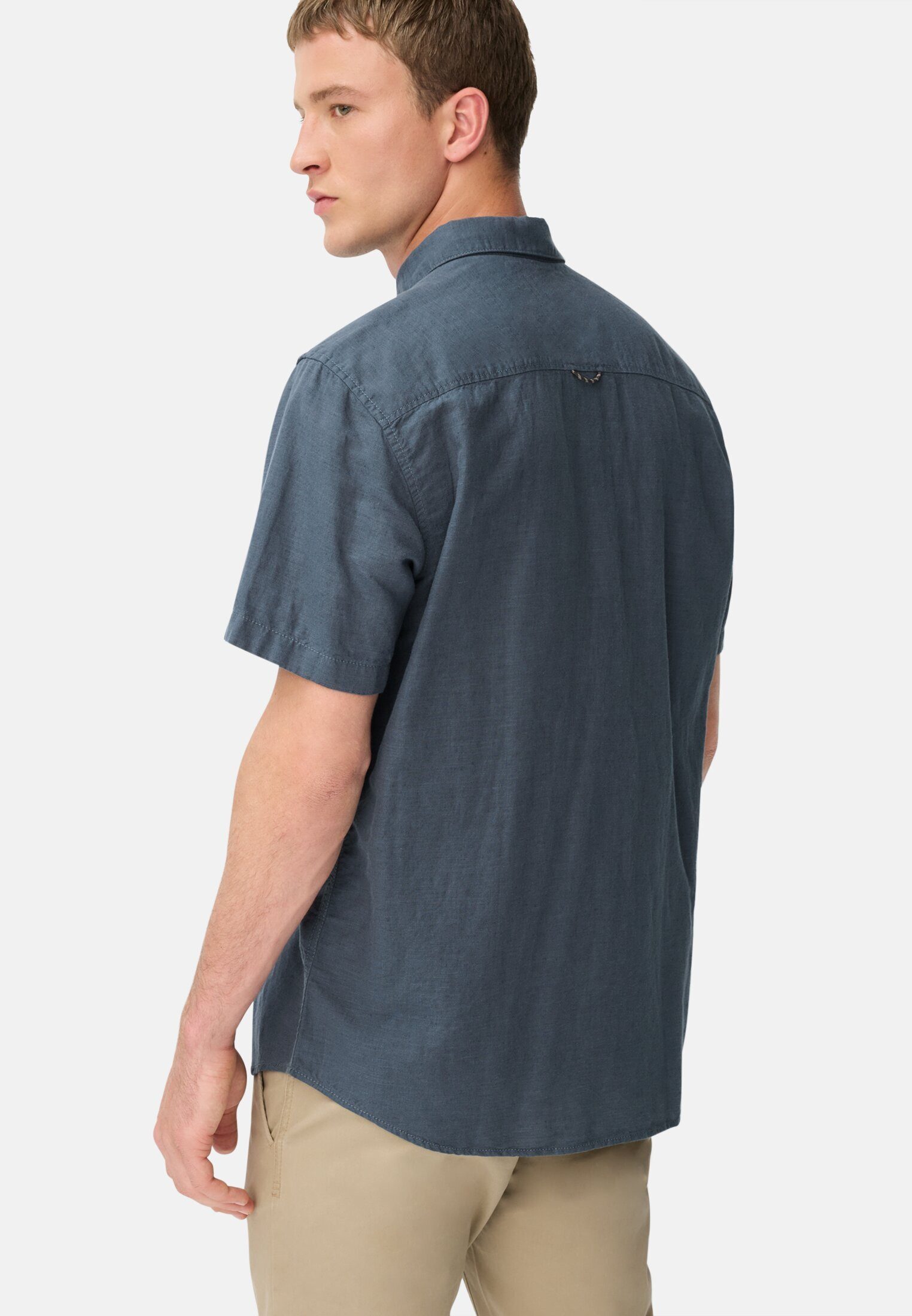 camel active Kurzarmhemd aus Leinen-Baumwoll-Mix Kurzarm Button-Down Button günstig online kaufen