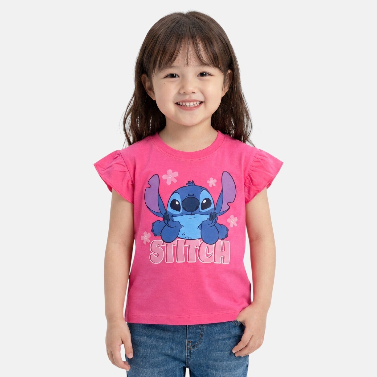 Disney Print-Shirt Disney Stitch Kinder Mädchen T-Shirt Kurzarm Shirt Gr. 98 bis 128 Bau (1-tlg) Gr. 98 bis 128 - 100% Baumwolle