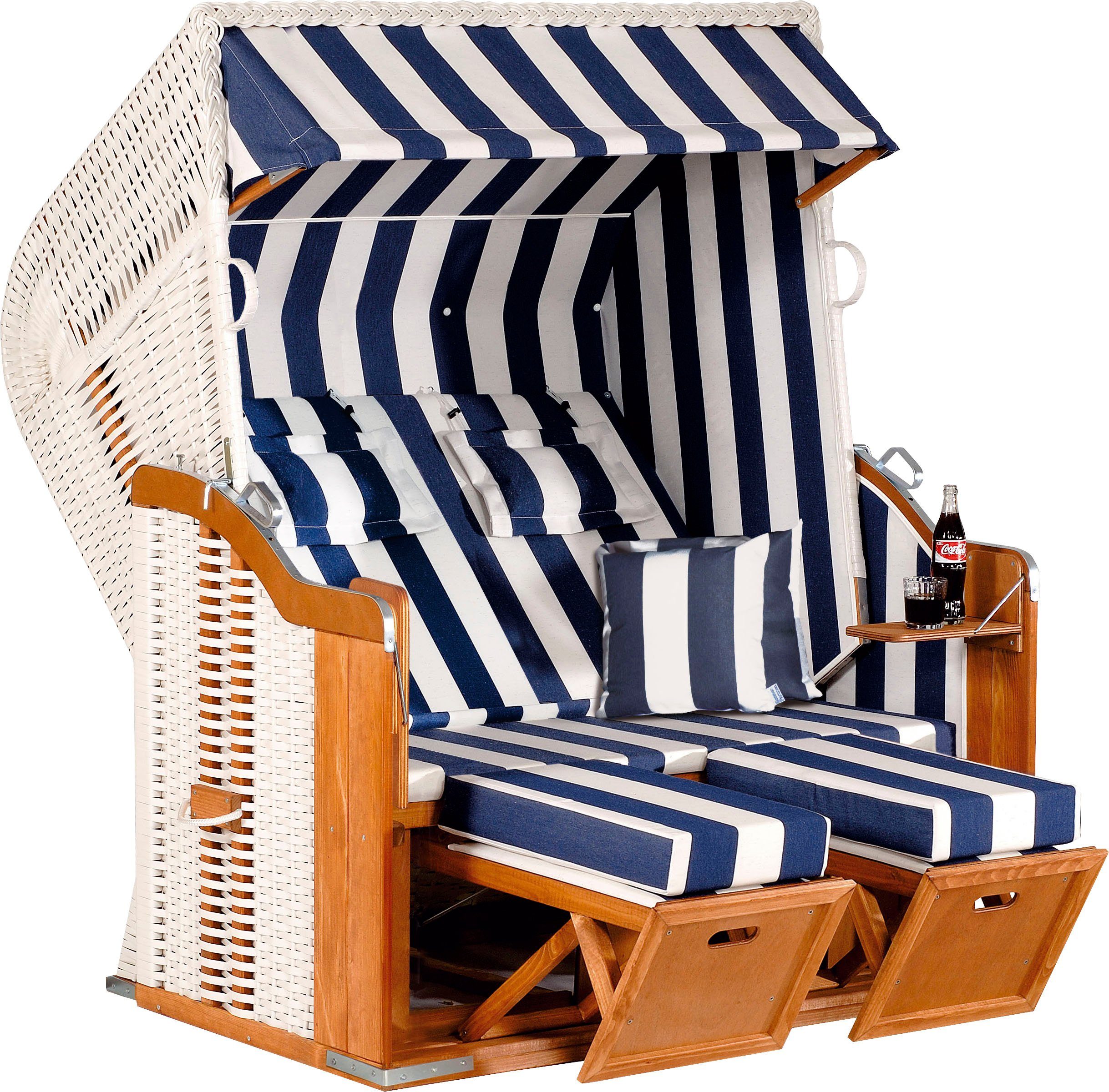 250 Halblieger Strandkorb SunnySmart XL Rustikal 1080, Plus cm, 145x90x160 BxTxH: