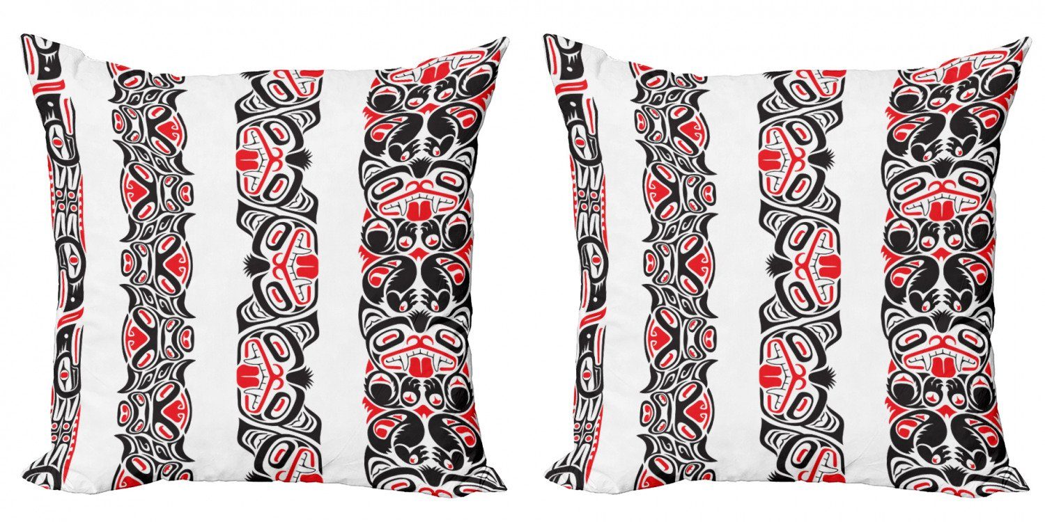 Kissenbezüge Modern Accent Doppelseitiger Digitaldruck, Abakuhaus (2 Stück), Primitive Haida Motive Stil