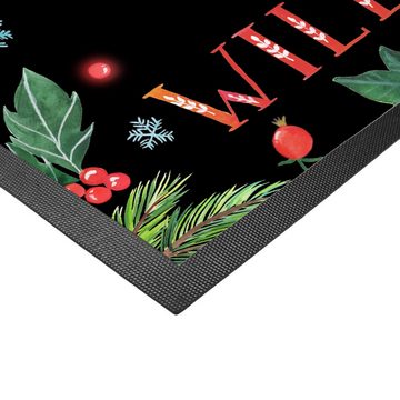 Fußmatte Igel Lichterkette - Schwarz - Geschenk, Weihnachtsdeko, Türvorleger, Mr. & Mrs. Panda, Höhe: 0.6 mm