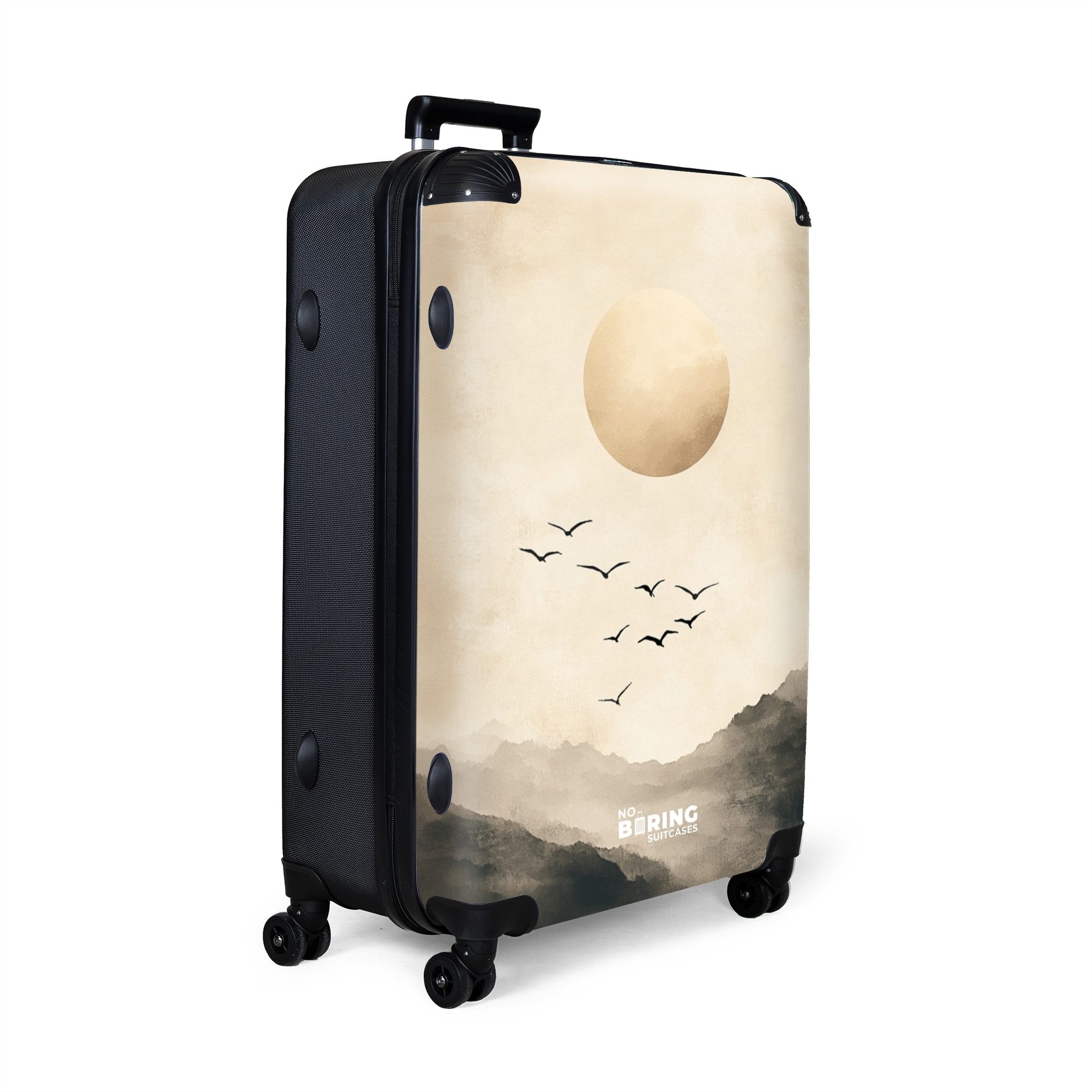 NoBoringSuitcases.com© Hartschalen-Trolley Vögel mit Sonne über günstig online kaufen