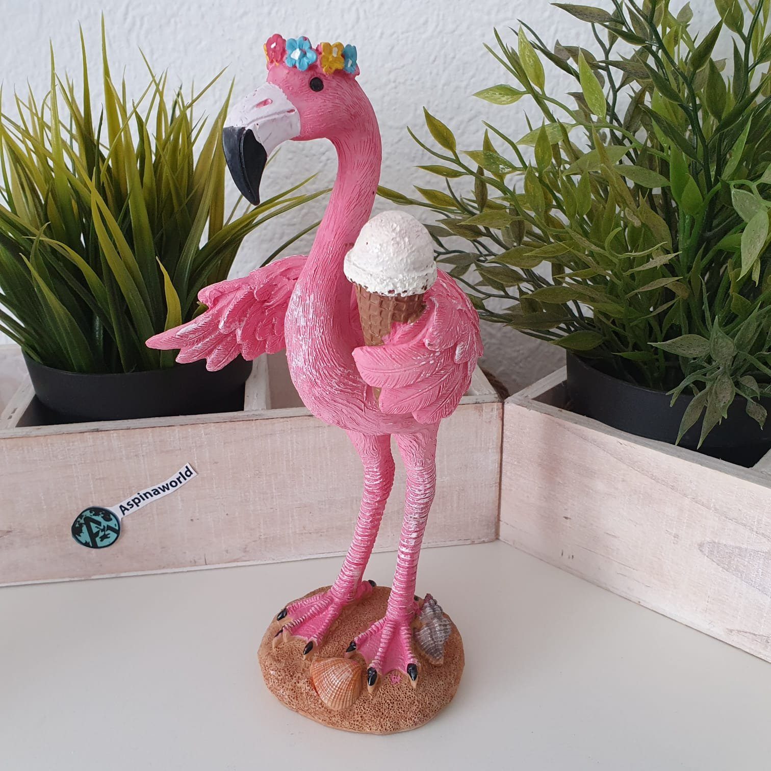 im Set Flamingo cm er Aspinaworld 22 Deko Figur Dekofigur 2 Urlaub