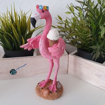 Aspinaworld Dekofigur Deko Flamingo Figur im Urlaub 2 er Set 22 cm