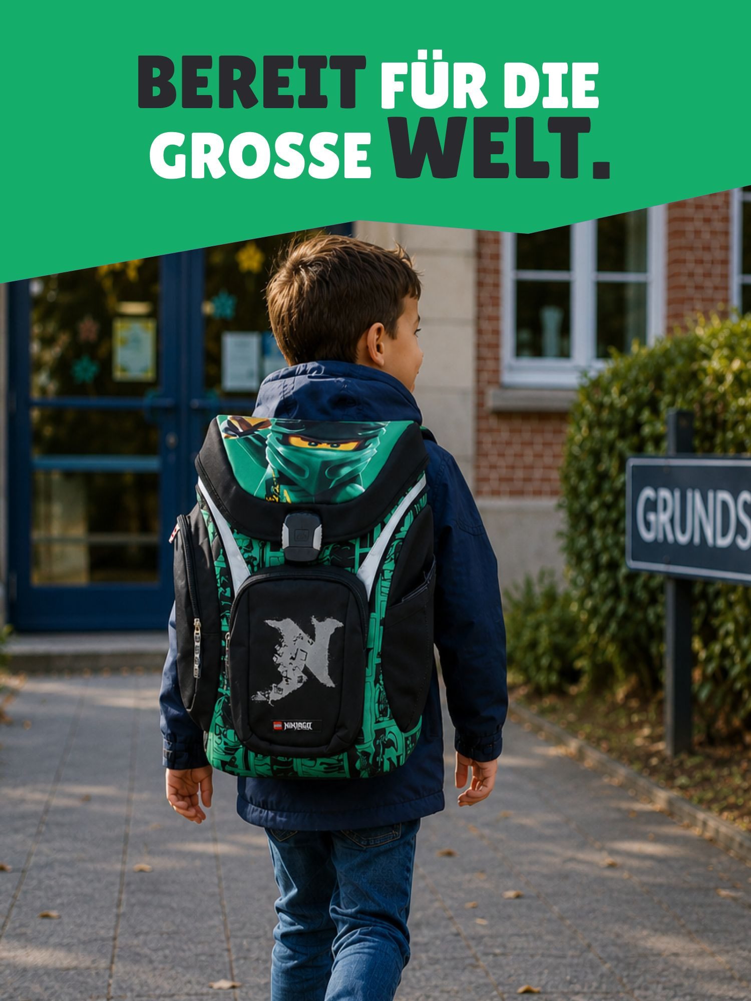 LEGO® Bags Schulranzen Explorer Lego Ninjago Schultasche ab der 1. Klasse (Set, 6-tlg., mit Federmäppchen, Schlamper, Geldbeutel & Turnbeutel), ergonomisch; mit Hüft- & Brustgurt; grüner Ninja Lloyd